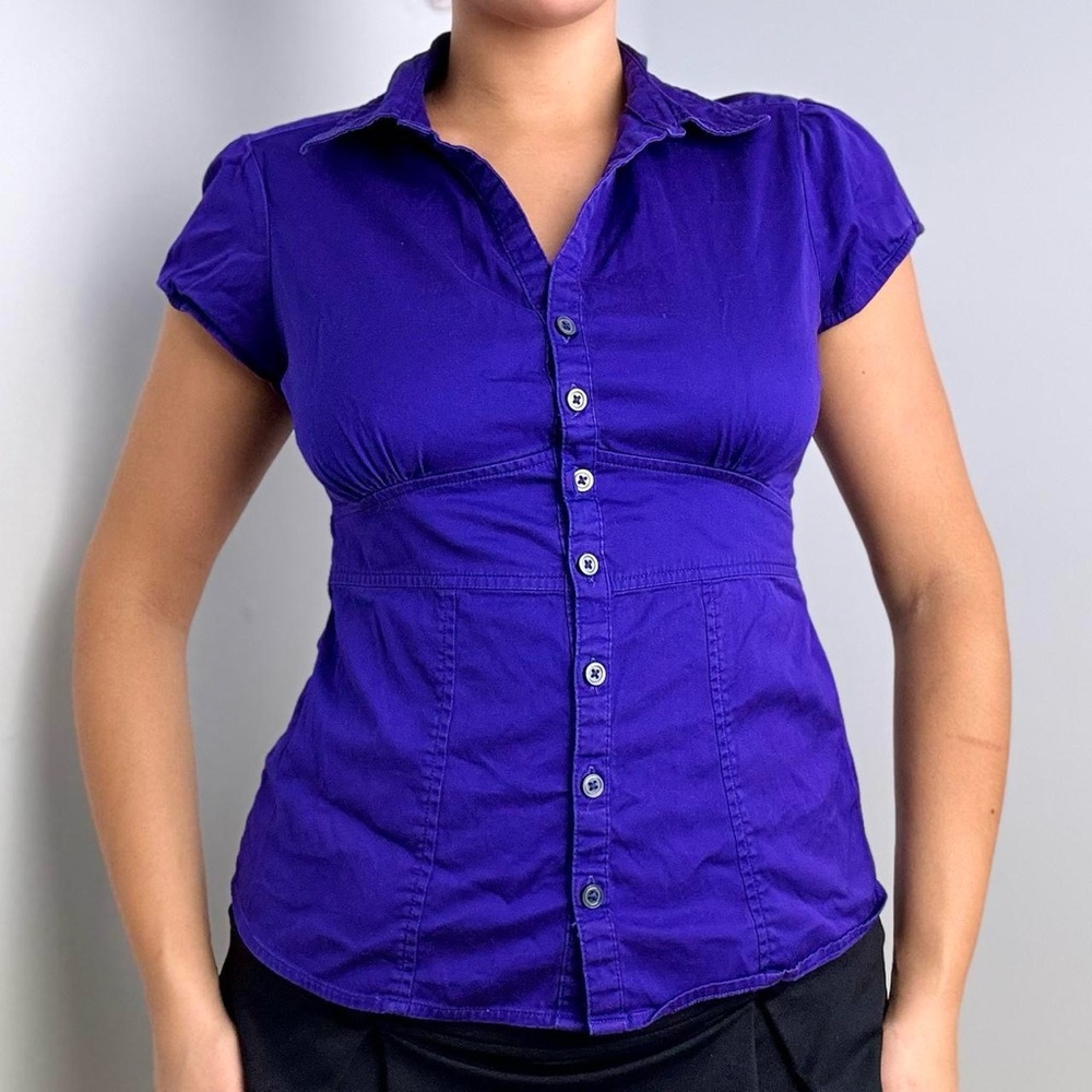 Y2K Purple Button Up Top